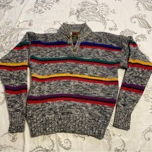 Vintage 90’s Boston Traders Knit Wool Sweater‎ Multicolor Crewneck